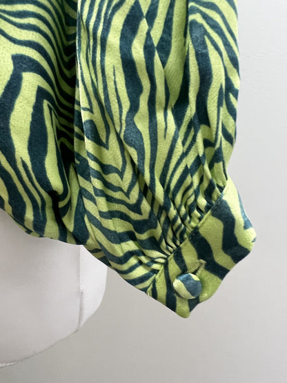 Oliver Bonas Green Animal Print Blouse Size 8 BNWT