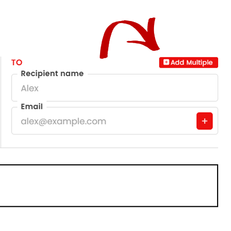 Reads to: recipient name, email