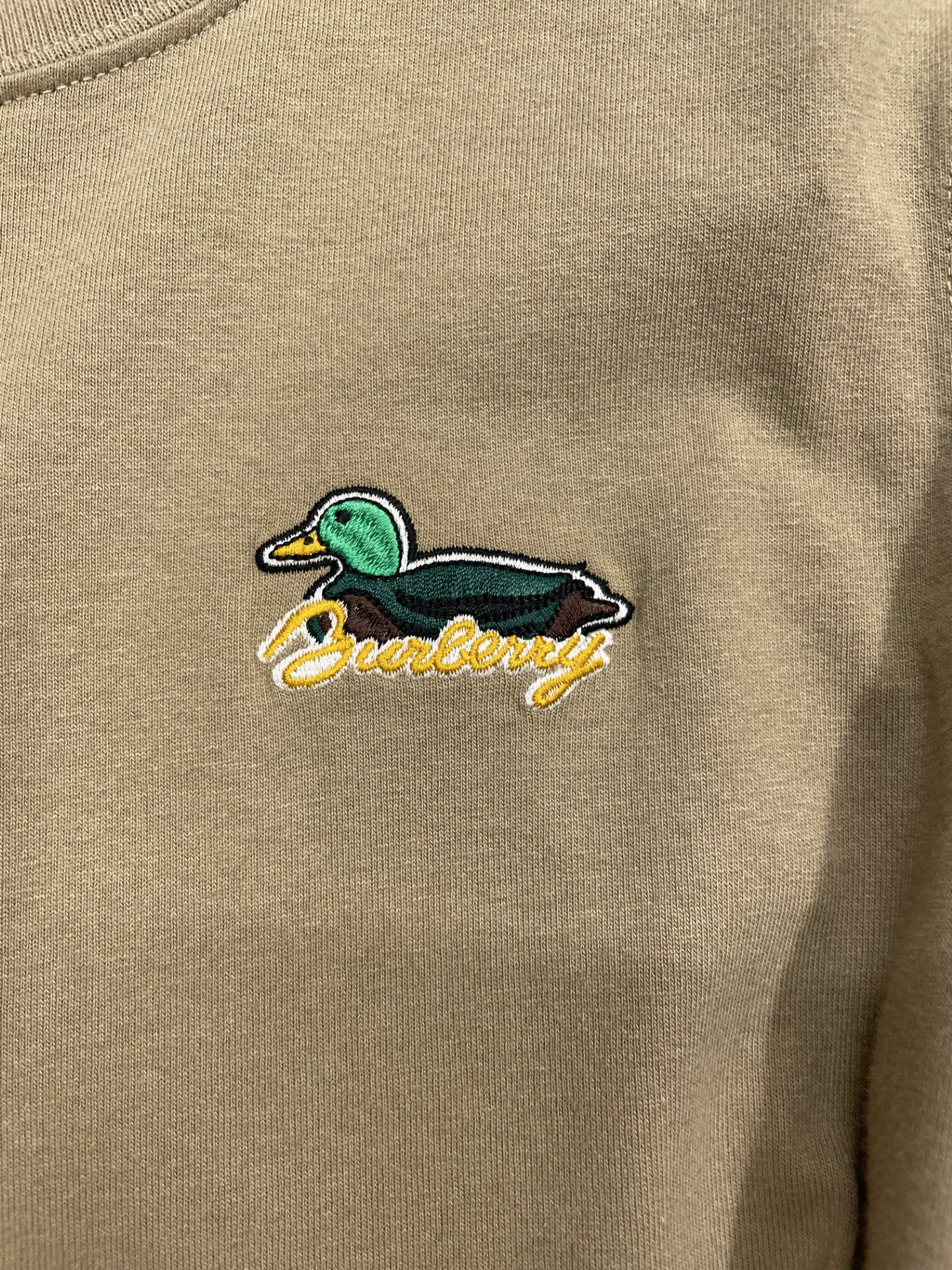 Burberry Khaki Duck Embroidered T-Shirt Size XS