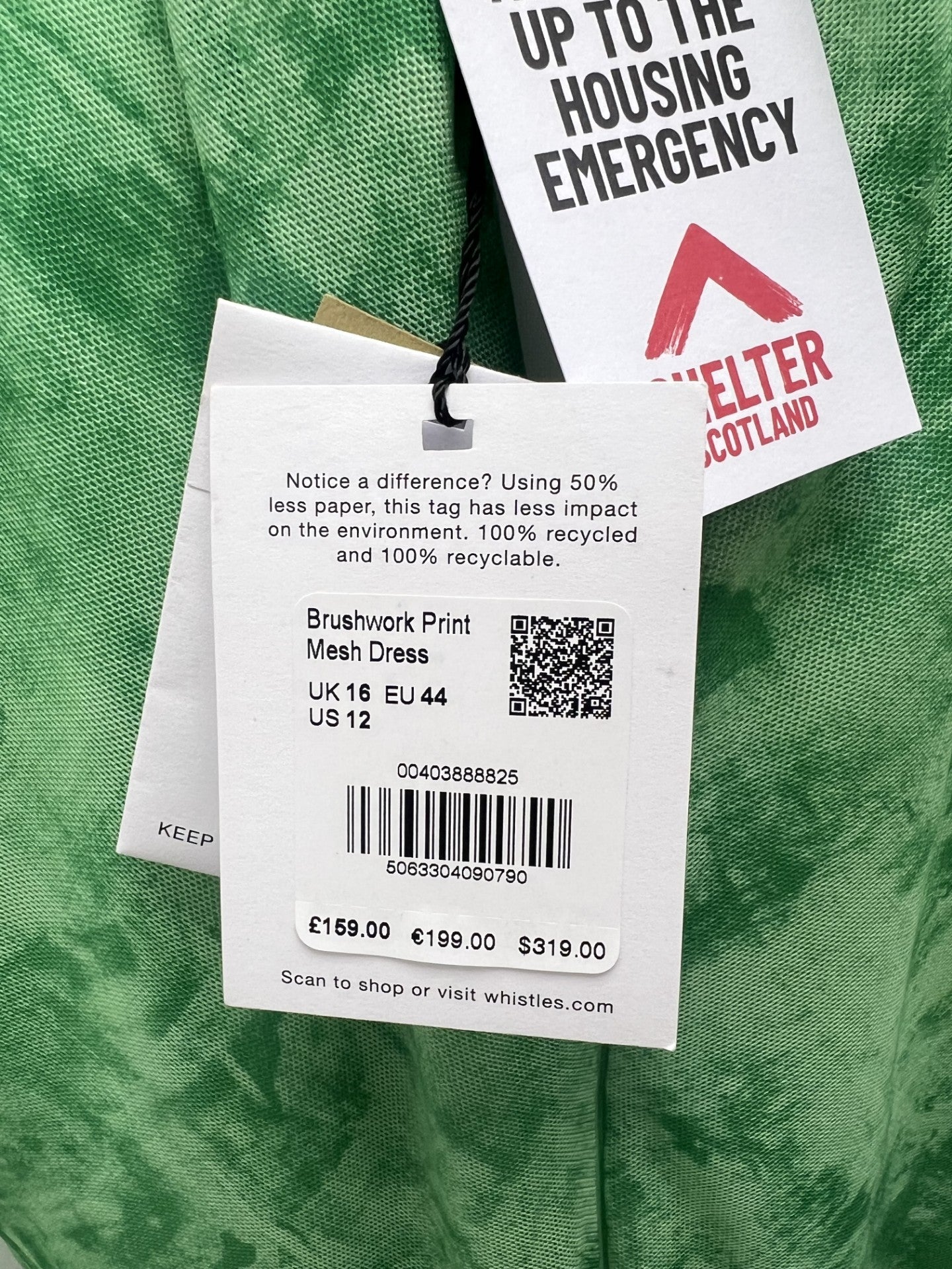 Whistles Green Mesh Dress Size 16 BNWT