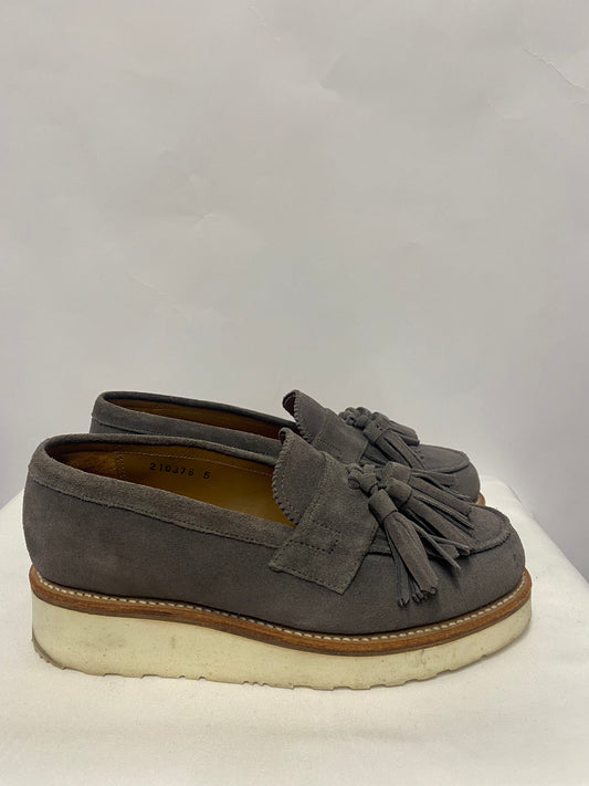 Grenson Grey Suede Platform Slip On Loafer Shoe 5