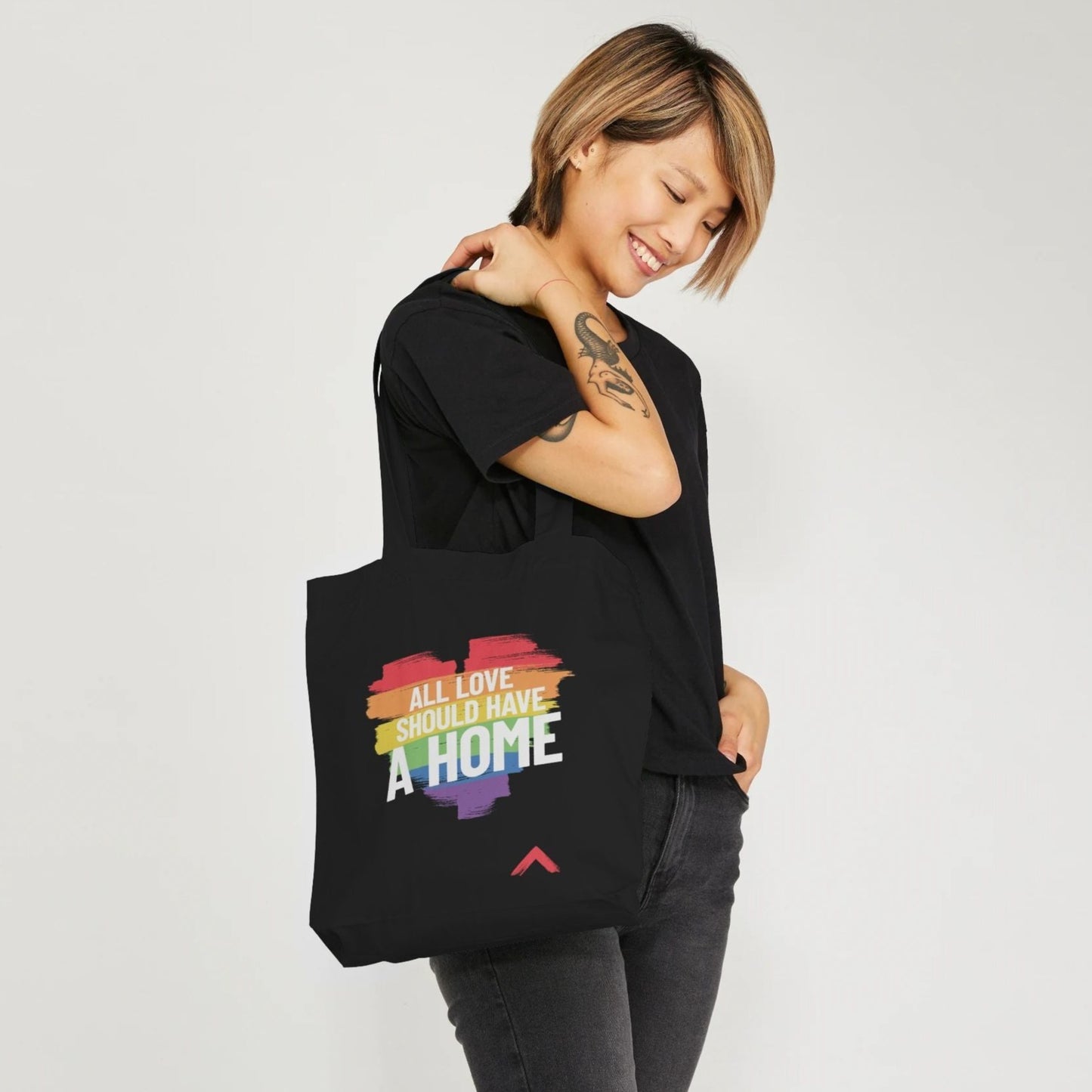 All Love Should Have a Home Black Tote Bag
