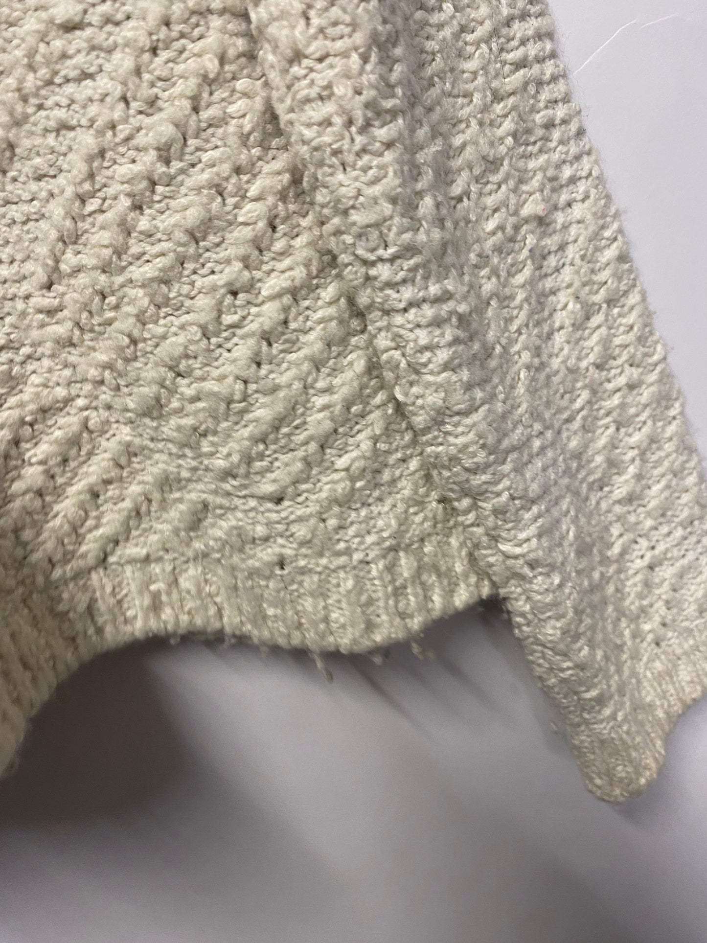 Massimo Dutti Cream Textured Boxy Fit Knitted Jumper Extra Small