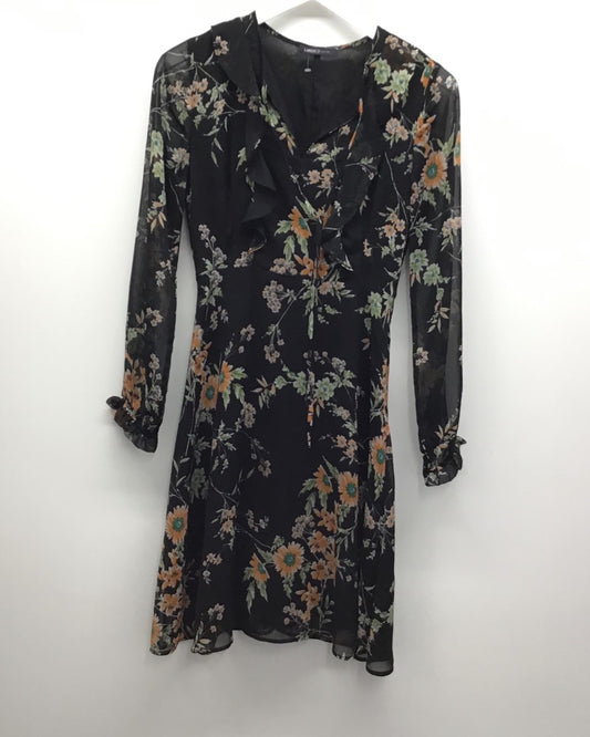 M&S Limited Edition Floral Frilly Dress Black (Size 6 UK)