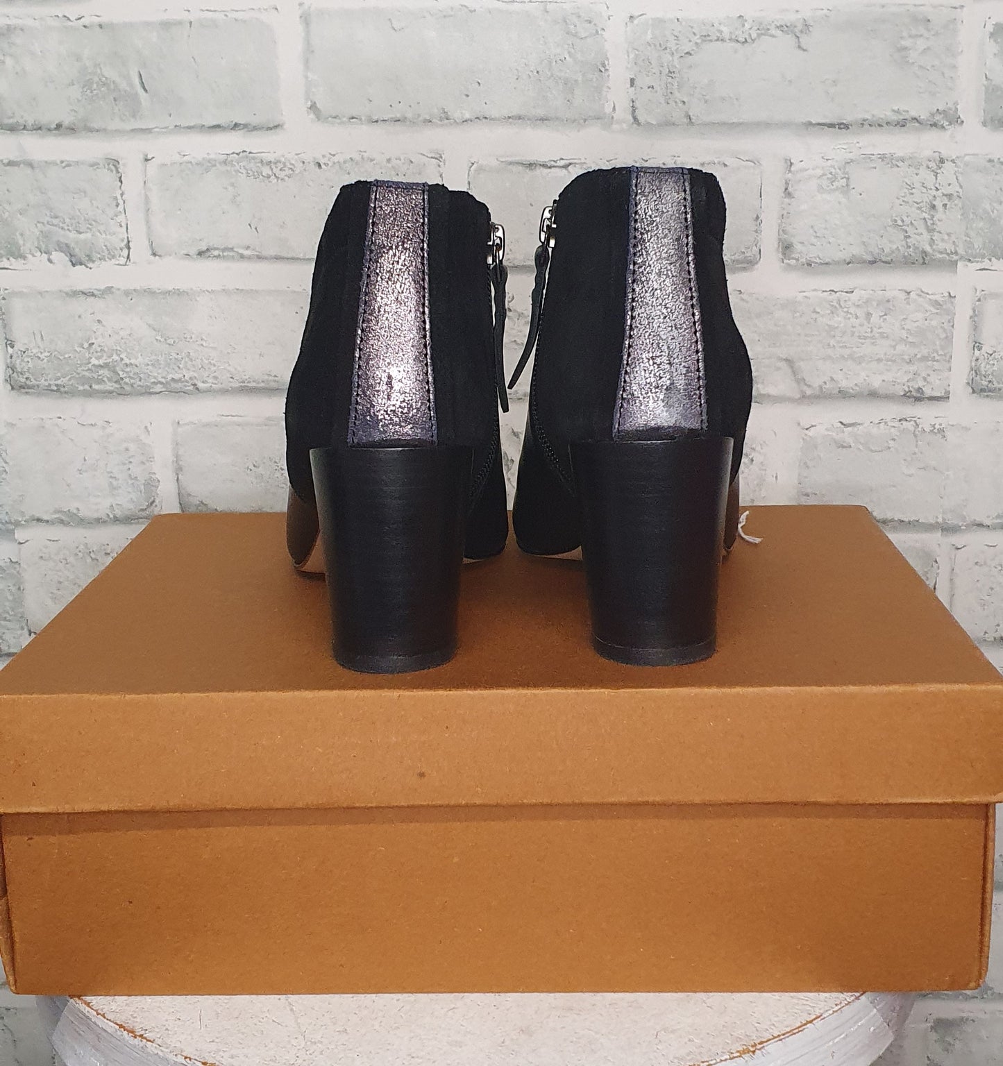 White Stuff Lacey Leather Shoe Boots Pure Black Size 6 BNIB