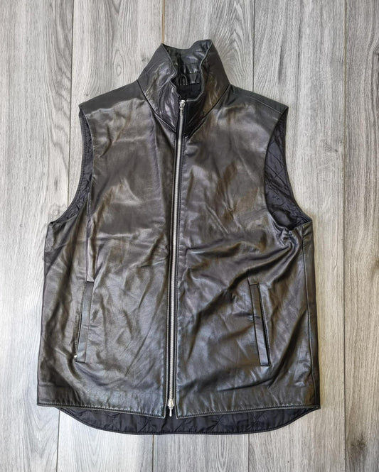 Vintage Roots Black Sleeveless Leather Jacket Size L