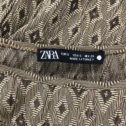 Zara Brown Diamond Patterned Oversized Dress (Size Small)