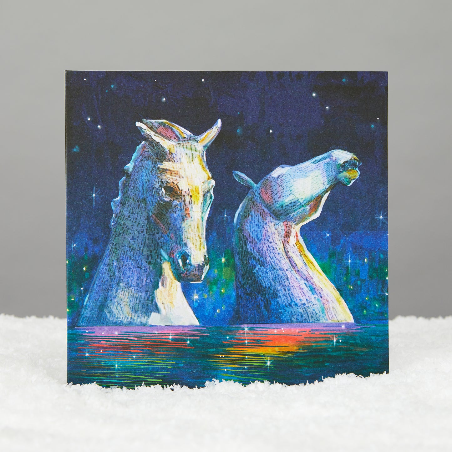 Square card with sparkly kelpies