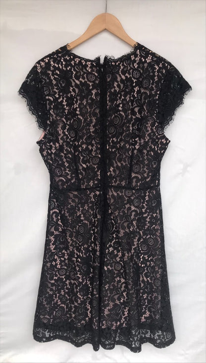H&M Black and Pink Midi Dress, Size Large, BNWT, RRP £34.99