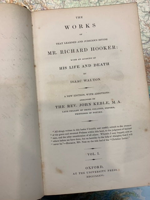 The Works of that Learned and Judicious Divine Mr. Richard Hooker (1836)