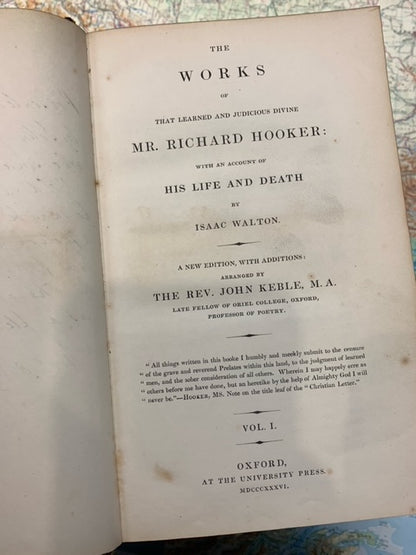 The Works of that Learned and Judicious Divine Mr. Richard Hooker (1836)