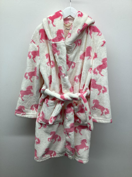 Hatley Playful Horses Fleece Robe White Pink BNWT (Size L / 6-7 years old) RRP £40