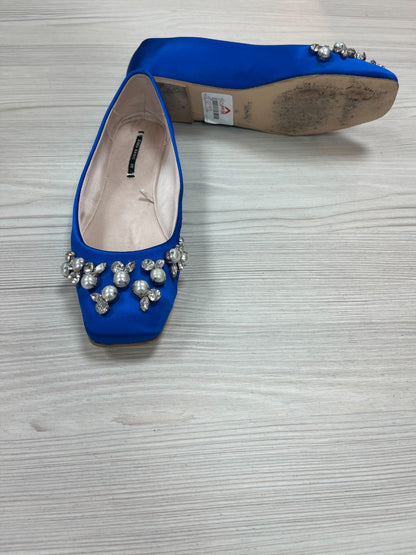 Zara Blue Embellished Flat Slip On Shoes Size 2